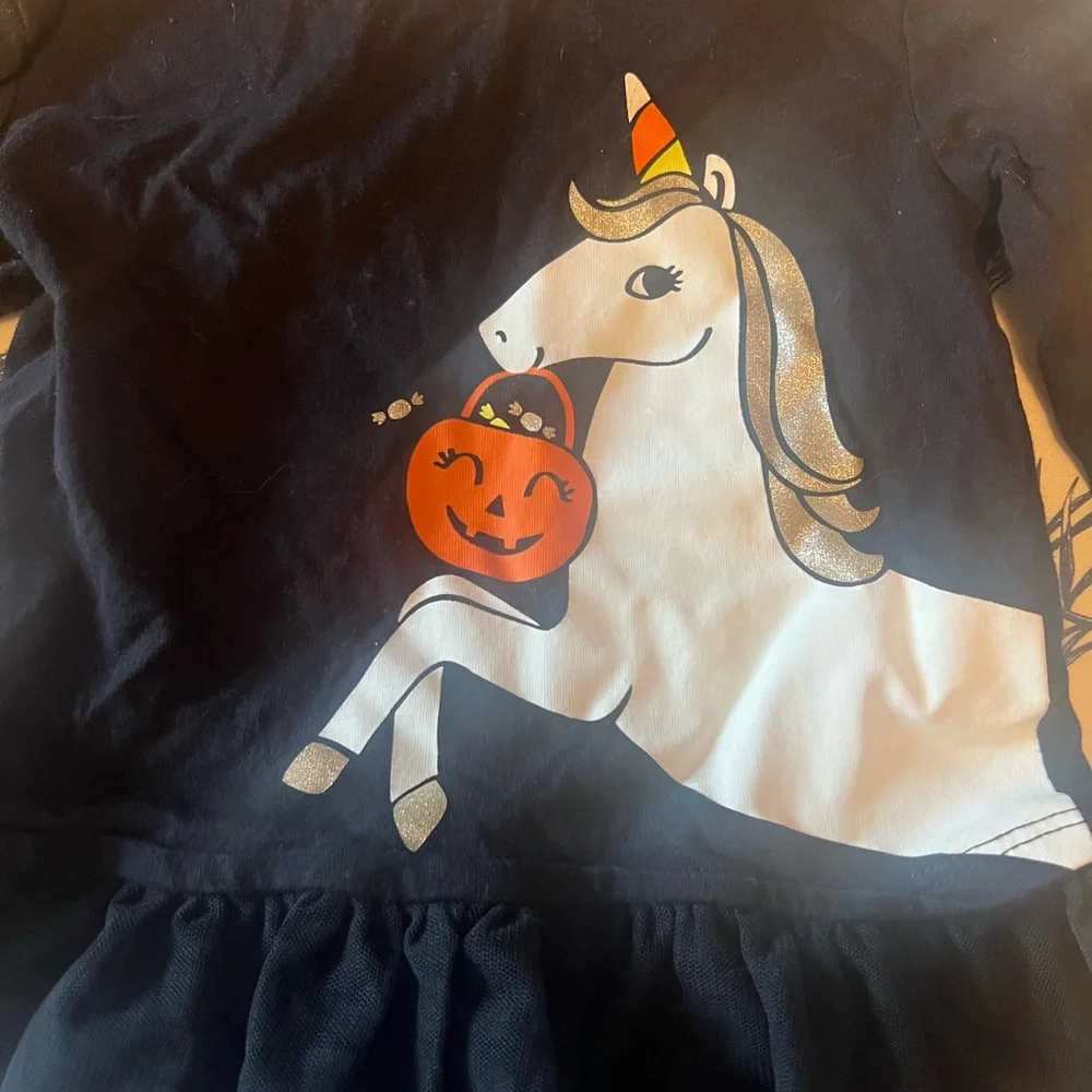 Carter's Black Unicorn outfit Haloween unicorn  with Striped Leggings 24 mo. - Picture 2 of 8